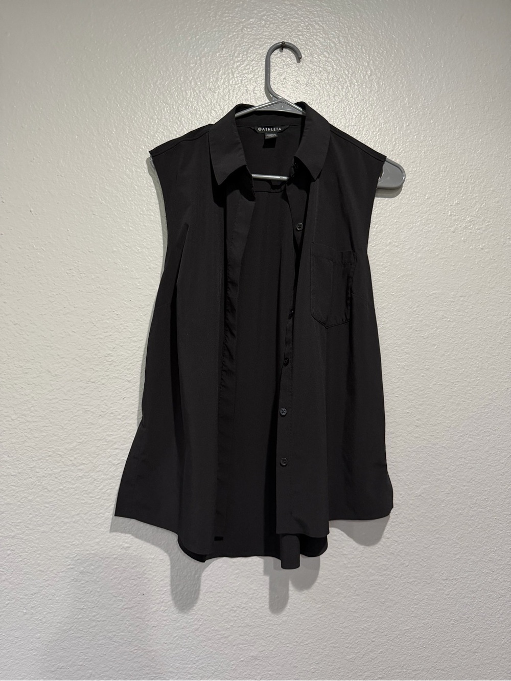 Athleta Black Sleeveless Button-Down Shirt